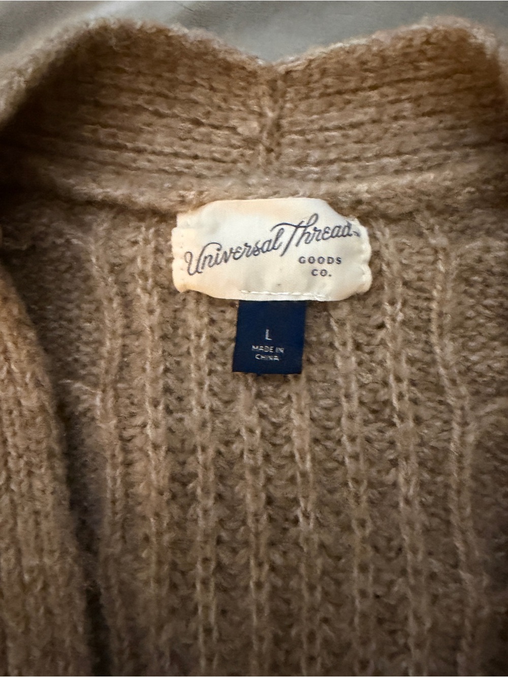 Universal Thread Cable Knit Button-Front Cardigan - Tan - Picture 3 of 4